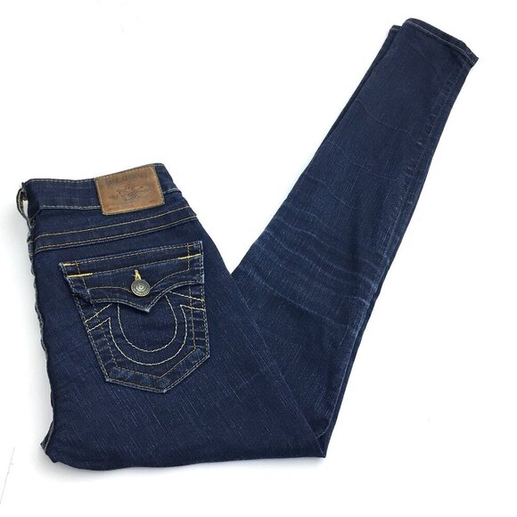 True Religion Jeans Serena Super Skinny Dark Wash Stretch size 25 length 30 - Picture 1 of 10
